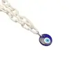 Joyería Transfronteriza Cadena Acrílica Oval Blanca Colgante Ojo de Diablo Azul Collar para Mujer Venta al por Mayor Geometría
