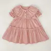 Vestido de verão para meninas, novo, lapela, renda, renda, bolsa para meninas, roupas gordas, vestido de escalada, vestido de princesa, roupas para irmãs infantis