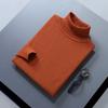 Suéter de punto de cuello alto para hombre Otoño e Invierno Color Sólido Jersey Talla Grande Holgado Camisa Base Manga Larga Simple Interior Otoño e Invierno