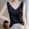 Verão 2024 Estilo francês jacquard de seda com decote em V camisola terno feminino com acetato assentamento colete sem mangas top