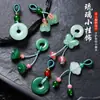 Pingente de Vidro Estilo Chinês Imitação de Jade Borboleta Vagem de Lótus Pequeno Charme Acessório DIY Feito à Mão Pulseira Broche Hanfu Qipao
