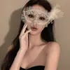Máscara de flor negra, accesorio de disfraz para baile de máscaras, máscara de media cara para fiesta/fiesta anual, antifaz, máscara nocturna de maquillaje.