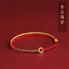 Año de la Oveja Tradicional Chapado en Oro Súper Conservación del Color Hebilla de Seguridad Aleación Cuerda Roja Pulsera Tejida a Mano Pulsera de Tobillo