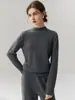 Zhenrong~Jersey de Punto Loro Piana 100% Cachemira para Mujer con Puños, Cuello Semi Alto, Versátil, Holgado, Capa Base