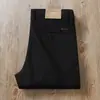 Pantalones Gruesos Marrones Otoño e Invierno 2024 Algodón Modal Negocios Cintura Alta Sarga Elástica Rectos Casuales para Hombre