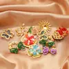 Acero Inoxidable 18K Mariposa Incrustada con Piedras Preciosas Sol Corazón Colgante DIY Moda Collar Pulsera Accesorios de Ropa Transfronterizo