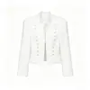 Comercio Exterior Transfronterizo al por Mayor Moda Femenina Europea y Americana 2026 Chaqueta de Traje Retro con Cuello Alto, Hombreras y Decoración de Botones
