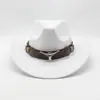 Sombrero de Venta Caliente Estilo Étnico Logo de Vaca Sombrero Vaquero Occidental Ala Enrollada Sombrero Retro para Montar Sombrero de Fieltro de Lana