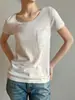 Transmissão ao vivo cadeia de suprimentos de vestuário feminino estilo R0W simples verão seco e respirável KW046 mistura de lã bainha dobrada malha manga curta feminina