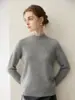Suave y amigable con la piel~ Suéter de cachemir de cuello alto medio para mujer, 100% cachemir puro, jersey, prenda base de punto de corte holgado para otoño e invierno
