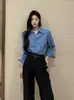 PANPANSTUDIO Estilo Coreano Sencillo Ropa para el Trabajo Diario Camisa para Mujer Cuatro Estaciones Holgada Casual Camisa para Superponer