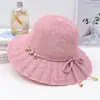 Sombrero de Verano con Ala Ancha para Mujer, Protección Solar, Sombrero de Paja con Lazo, Elegante Sombrero de Paja Transpirable con Ala Ancha para Vacaciones en la Playa