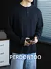 Camiseta Henley de Algodão Waffle Retrô com Botões e Gola Henley de Manga Longa para Homens, Top Casual para o Dia a Dia Primavera 2026