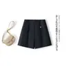Shorts Cinza Brilhante para Mulheres Verão 2026 Novo Estilo Petite Design Céu Estrelado Cintura Alta Corte A Linha Perna Larga Boot Shorts