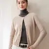 Cardigan Básico Clásico 100% Cachemira Pura para Mujer, Cuello Redondo, Corto, Suave y Esponjoso, Chaqueta de Punto de Color Sólido, Suéter para el Trabajo