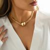 Conjunto Colar e Brincos Geométricos de Metal Transfronteiriço Europeu e Americano Design de Moda Nicho Gola Joias Simples Senso de Alta Qualidade Feminino