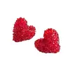 Pendientes de corazón de cristal rojo retro, estilo casual, con un toque de atmósfera, diseño elegante, estilo de nicho y versátiles.