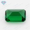 Gema Huagang con chaflán rectangular, piedra nanodesnuda verde plana, corte esmeralda, gema sintética anillada