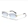 Óculos de Sol Rain Cross-Border Metal Frameless Borda Cortada Formato Gatinho para Homens e Mulheres, High-End, Estilosos, Versáteis e que Realçam o Formato