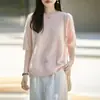 Nuevo Suéter de Lana de Manga Corta Suave y Esponjoso con Pelo Largo Cepillado 100% Lana Cuello Redondo Punto Color Liso para Mujer Otoño/Invierno 2026