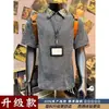 Camisa Polo de Manga Curta Estilo Retro Americano para Homens, Camiseta de Verão com Patchwork de Xadrez e Gola Lapela com Toque de Luxo, Roupa Íntima de Manga Meia