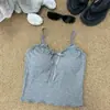 Camisola Estilo Deseo Puro con Lazo para Mujer Verano 2024 Encaje de Hoja de Loto Ajustado Corto Prenda Interior Exterior Top