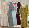 Elegante conjunto de dos piezas con cárdigan de punto floral tridimensional y encaje y vestido, nuevo conjunto de suéter de otoño para mujer