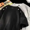 Camiseta Masculina Manga Curta com Rebites Pesados Estilo Americano Cleanfit Básica Esportiva Casual Cor Lisa Solta Bonita Top