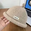 Chapéu de Pele de Melão Outono e Inverno Chapéu de Lã Yuppie Borda Enrolada Tricotado Chupeta Chapéu de Proprietário Estilo Japonês Moda de Rua Quente Homens e Mulheres