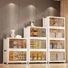 Caja de almacenamiento plegable de plástico, zapatero de doble puerta multicapa para uso doméstico, organizador de juguetes para sala de estar, armario de almacenamiento, armario de snacks