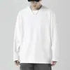 Camiseta de manga larga para hombre de primavera y otoño, camiseta básica de algodón de color liso holgada, suéter negro