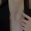 Colar em camadas de corrente de cobra plana de três camadas, moda joia transfronteiriça europeia e americana, corrente de metal em forma de cruz para mulheres, corrente de clavícula com temperamento, atacado