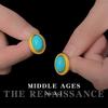 Pendientes ovalados de turquesa antigua, estilo étnico, estilo retro, de alta gama, joyería para las orejas.