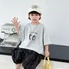0461 Traje de Verano para Niños Conjunto de Dos Piezas Camiseta de Manga Corta y Pantalones Cortos Estilo Coreano para Niños 2026 Nuevo Estilo Ropa para Niños Pequeños 3
