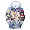 Chalecos de pareja periféricos 3D del juego de animación de Dios original transfronterizo nuevo 2021 Sudadera con capucha Genshin Impact
