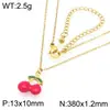 Nuevo Estilo Pastoral Lindo Colgante de Fresa Cereza con Goteo de Aceite Collar de Acero Inoxidable para Mujer Collar Versátil Cadena para Clavícula