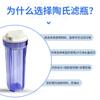 Venta al por mayor del fabricante Purificador de agua Accesorios para botella de filtro de 10 pulgadas Tapa de botella con boca de 2 puntos Hebilla interior Azul Frontal Botella de filtro transparente de 10 pulgadas