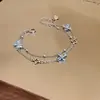 Pulseira Dupla Camada Flor de Zircônia Estilo Retro Francês, Luxo Leve, Alto Padrão, Pulseira Requintada, Joia de Mão Versátil de Nicho para Atacado