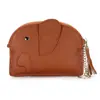 Bolsa para Monedas de Piel de Vaca de Primera Capa para Mujer, Bolso Mini Corto, Llavero de Elefante Japonés Lindo, Ultra Delgado, Bolsa para Monedas, Piel Genuina