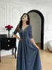 Vestido largo de lentejuelas con bajo amplio para mujer, vestido de noche que ciñe la cintura y estiliza, versátil y elegante, con un aire maduro y elegante, vestido de verano