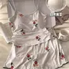 Camisola Acolchada Popular para Pijamas de Mujer, Pantalón Corto y Camiseta sin Mangas, Conjunto Ligero de Dos Piezas para Estar en Casa, Tejido tipo Algodón 100% Puro