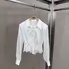 Camisa de retalhos de renda estilo francês para mulheres, nova moda transfronteiriça 2026, design de corte solto, blusa de manga comprida de nicho