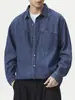 Roupas Masculinas Fengshe / Artesanato patchwork retrô japonês, camisa jeans de corte tridimensional para homens, solta, camisa casual de luxo leve