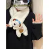 Luvas Femininas Outono e Inverno para Ciclismo à Prova de Frio Quentes Bonitas Pescoço Totalmente Cobertas Multidedos Estudante Neve Espessas Forradas com Lã Cachecol