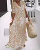 Vestido Transfronterizo Verano 2026 Nueva Moda Femenina Deseo Amazon Comercio Exterior Europeo y Americano Estampado Manga Corta Cuello en V Largo