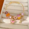 Pulsera abierta con forma de corazón redondo tachonada de diamantes y con lazo de gatito KT, una pieza de joyería de diseño único, dulce y versátil