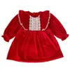 Vestido de Navidad para niña, vestido rojo de encaje, mameluco para bebé, enterizo, ropa para hermanos niños