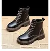 Botas de Estilo Chino Nuevas para Otoño e Invierno para Mujer 2025 Botines de Terciopelo Estilo Británico Nuevos Botines Cortos de Suela Gruesa Botines Cortos Súper Populares que Aumentan la Altura