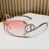 Gafas de Sol de Marco Grande Estilo 'Hot Girl' Y2K Transfronterizas Moradas y Rosas con Diseño Dulce y Picante y Pequeña Fotografía Callejera