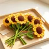 Flor de girasol de hilo de hielo grande de 16 cm de diámetro, tejida a mano, flor artificial, producto terminado, regalo para el Día del Maestro